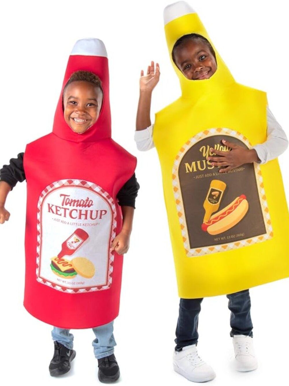Kids Ketchup & Mustard Halloween Costume Fun Food Childrens Unisex 2-pk (YXL)